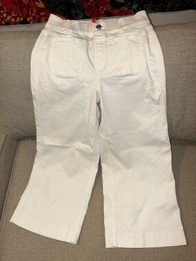 Women’s Spanx White Crop Wide-Leg Jeans size small
